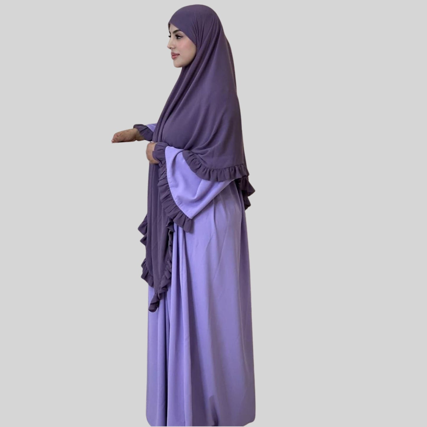 Abaya Hauran avec Foulard à Volants – Votre Choix Idéal