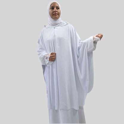 Blanc Abaya Élégante pour la Prière et la Omra