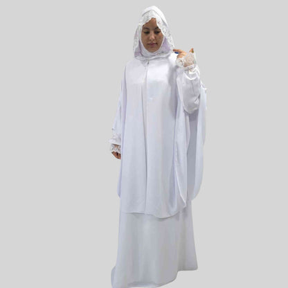 Blanc Abaya Élégante pour la Prière et la Omra