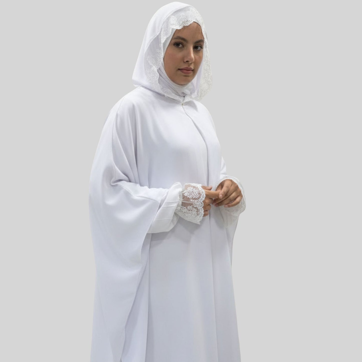 Blanc Abaya Élégante pour la Prière et la Omra