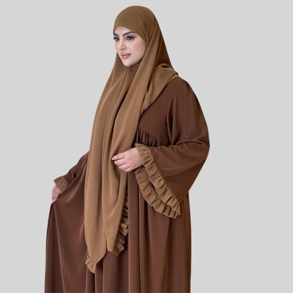 Abaya Hauran avec Foulard à Volants – Votre Choix Idéal